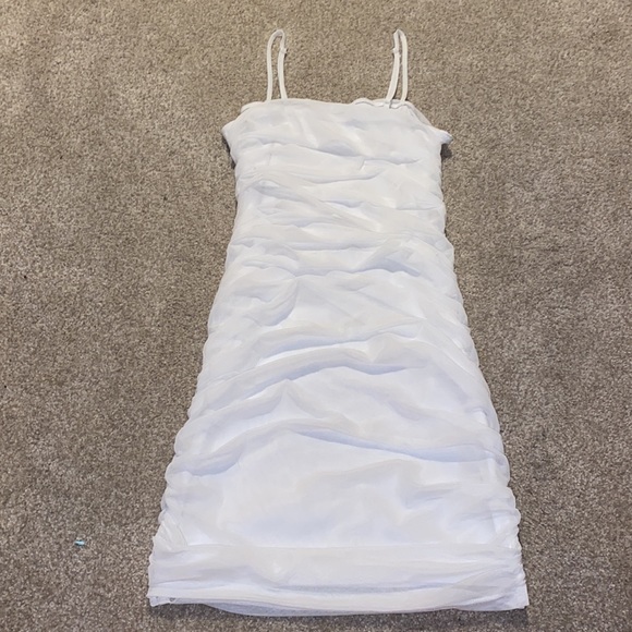 White Scrunch Mini Dress - Picture 3 of 3